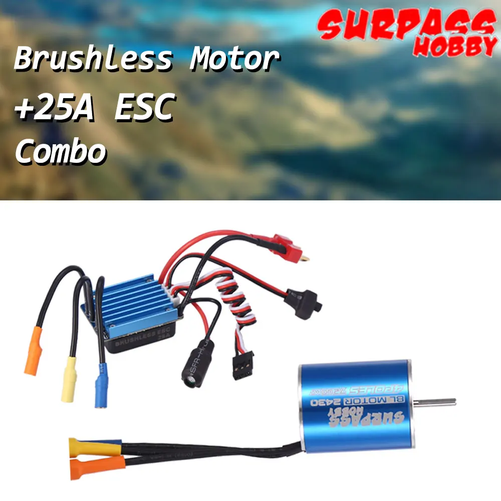 

SURPASS HOBBY 2430 7200KV 4P Sensorless Brushless Motor With 25A Brushless ESC Combo set for 1/16 1/18 HSP HPI Tamiya RC Car
