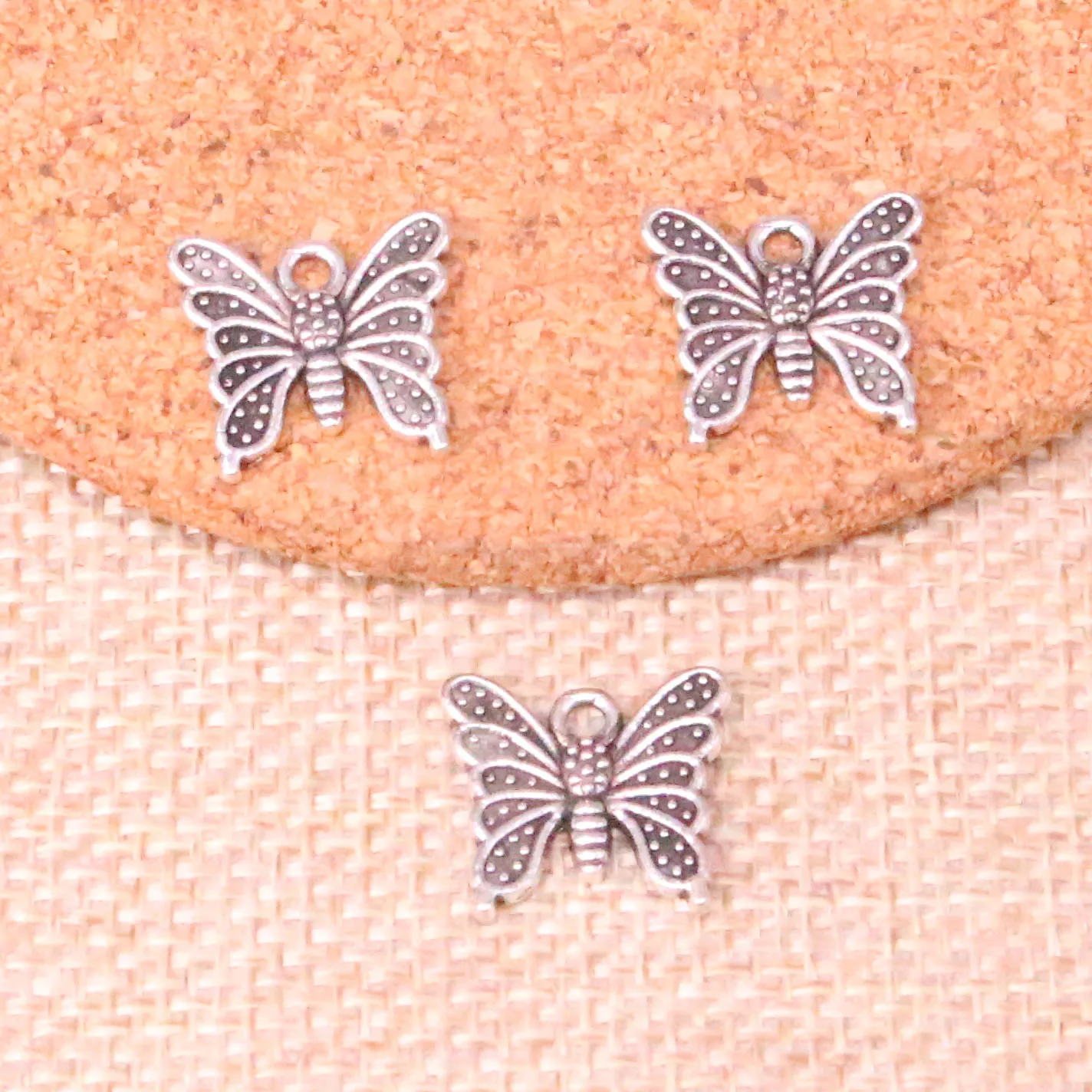 20pcs Butterfly Charms Pendants for Jewelry Making Vintage Antique Silver Plated DIY handmade 15