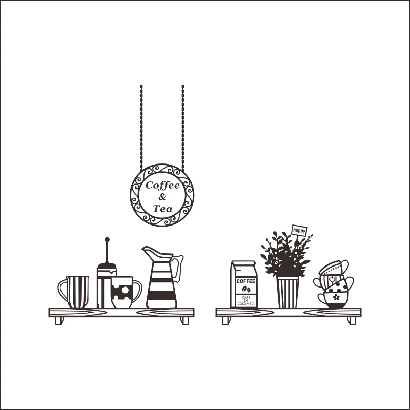 DCTAL leche te cafeteria cafes helado pan Cake cocina arte de la pared de la etiqueta engomada DIY decoracion del hogar cafe-243