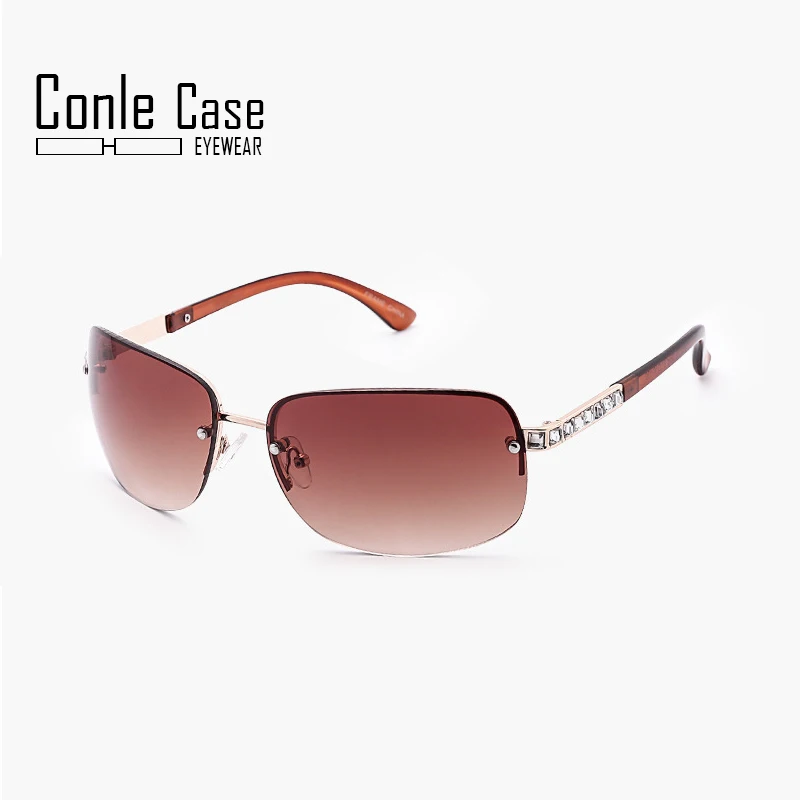 

Conle Case 2019 girls new big diamond frameless sunglasses transparent white box ladies sunglasses fashion hot female sunglasses
