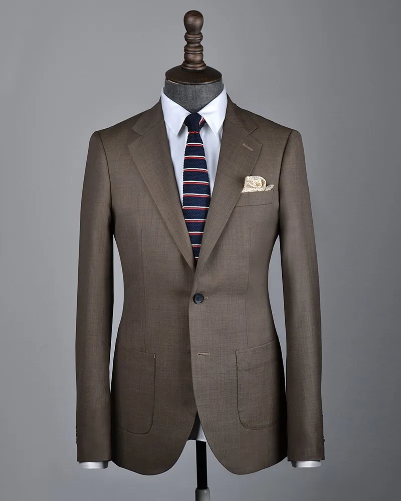 

Free shipping Custom Made 100% Wool Coffee Suit Brown Slim Fit Jacket Sets for business Casual Occasion (Jacket+ Pant)
