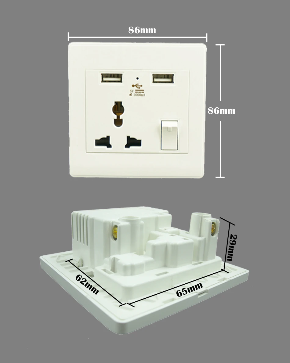 Настенная розетка, Универсальный стандартный отвод с двумя usb-портами, зарядное устройство, высокоскоростной адаптер, блок питания переменного тока
