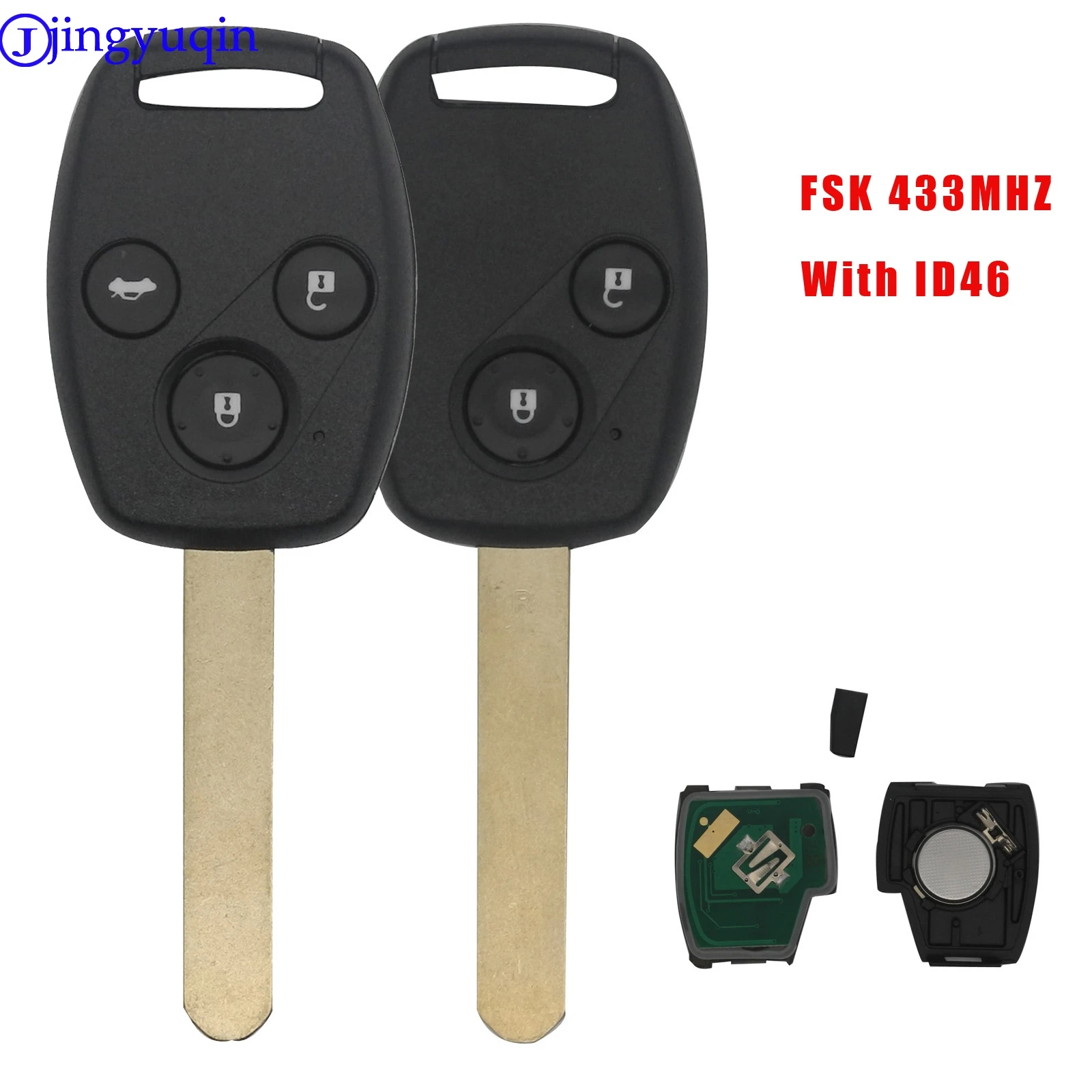Jingyuqin 10p FSK 433 МГц с ID46 чип 2/3 кнопки дистанционный ключ-брелок от машины для Honda CR-V Civic Insight Ridgeline Accord