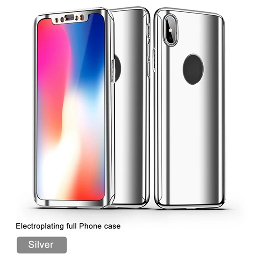 OLLIVAN Mirror Case For iPone X 360 Full Cover Protection For iPhone 7 8 6 6s Plus Smooth Cases Have Logo Hole Hard PC Coque (8)