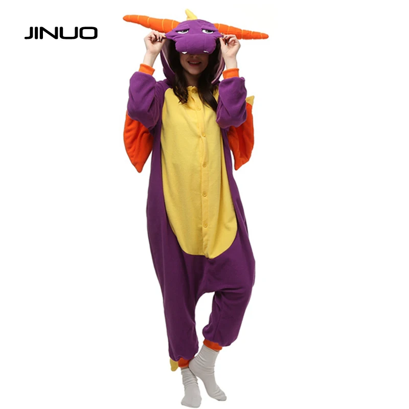 JINUO Barney & Friends Purple dinosaurs Pajamas Costume Women Footed