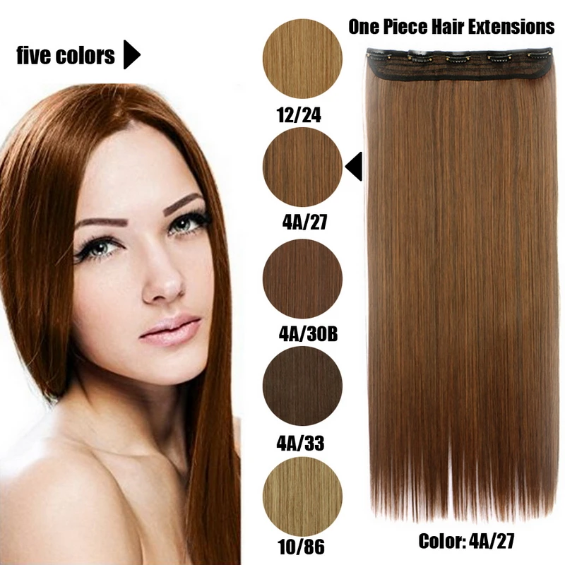 Long Clip In Hair Extensions Straight Heat Resistant Synthetic One