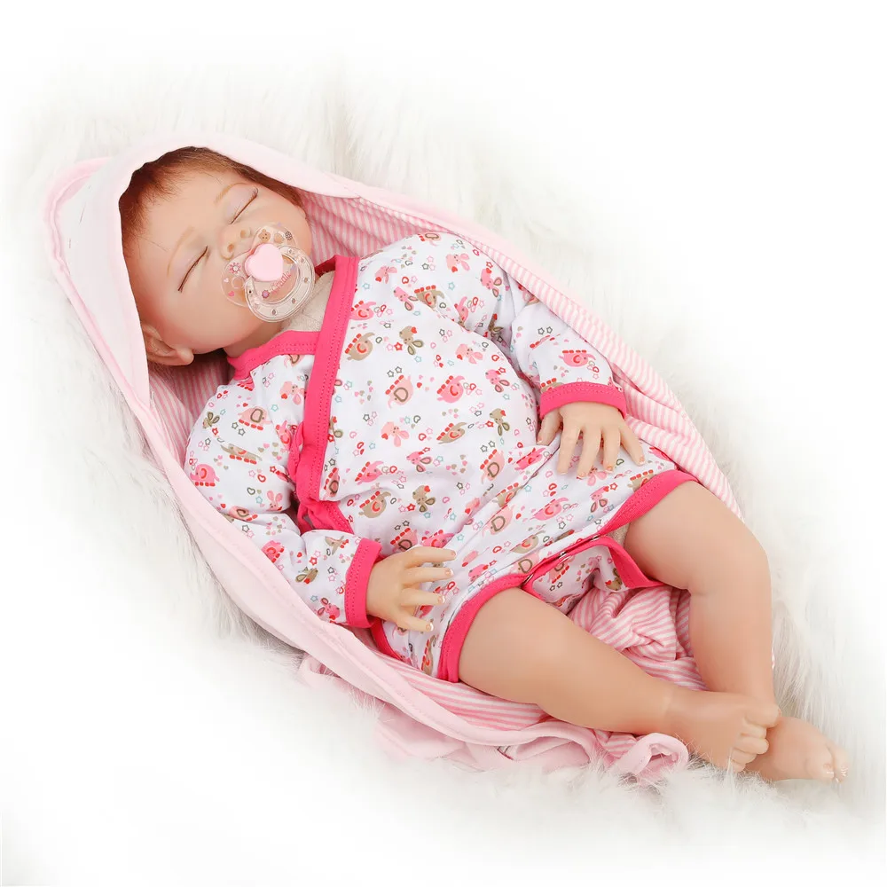 SanyDoll 22 дюймов 55 см ребенок Возрожденный силикон куклы, прекрасная Спящая кукла подарок на день рождения