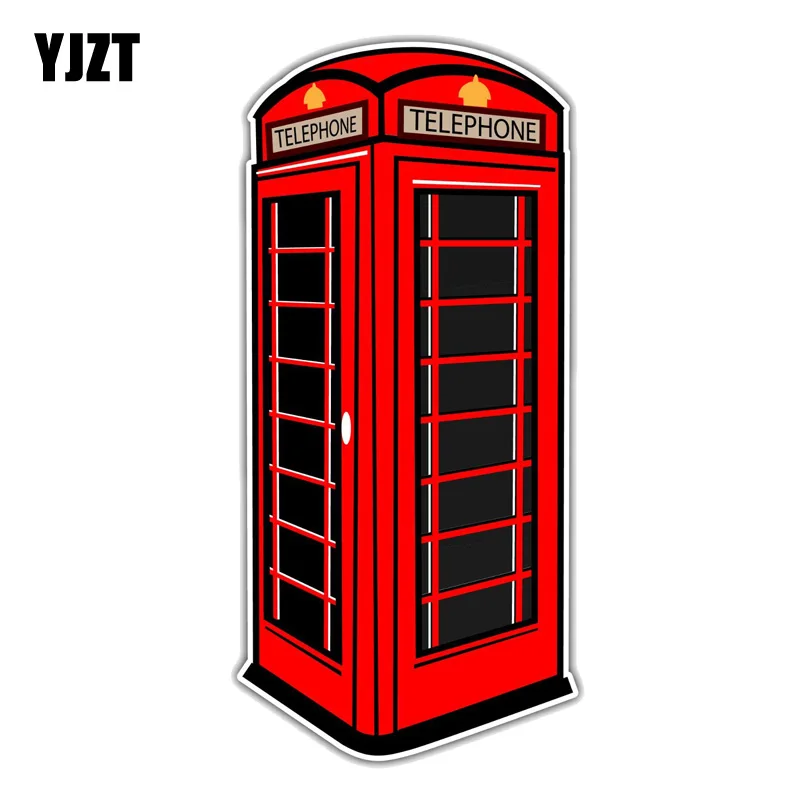 

YJZT 7.1CM*15.2CM Funny London Red Phone Booth Telephone PVC Motorcycle Car Sticker 11-00395
