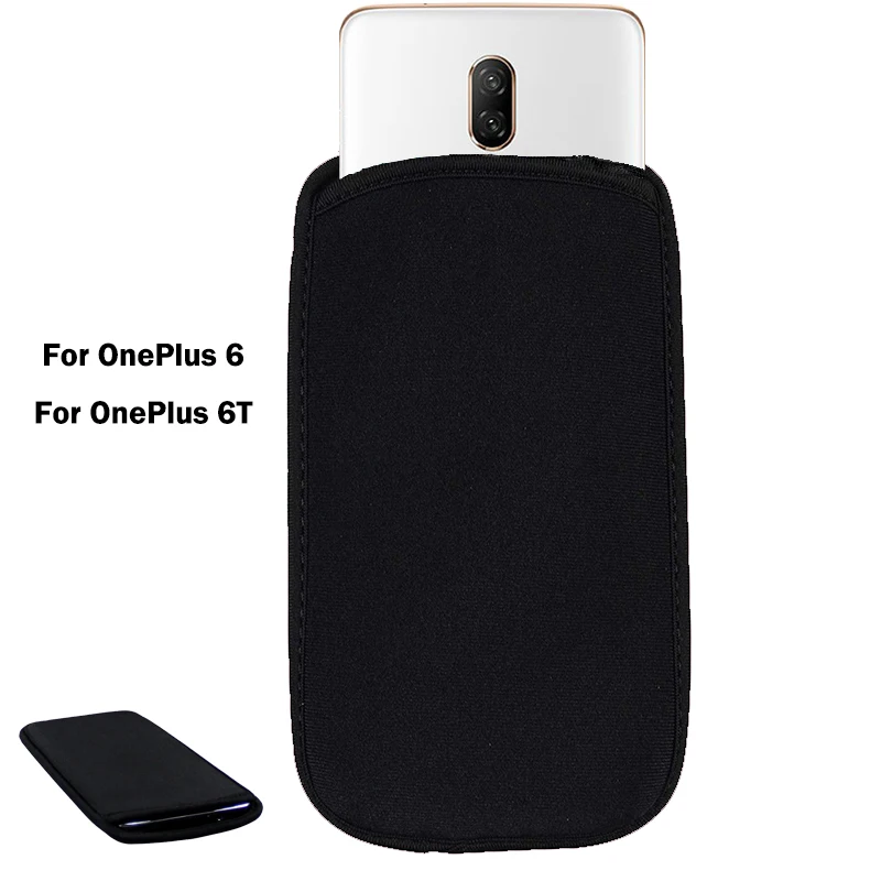 

For OnePlus 6 Soft Flexible Neoprene Protective Black Pouch For OnePlus 6T Elastic Sleeves universal bag Case