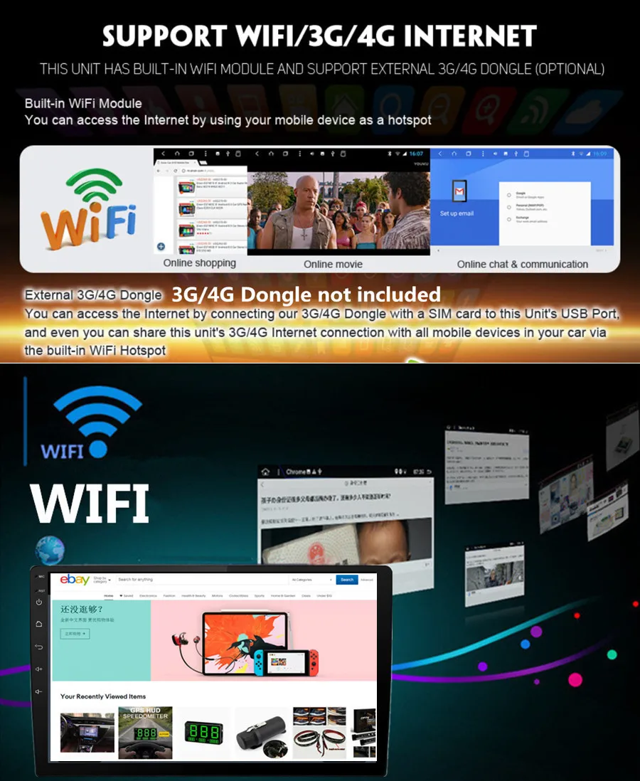 Cheap 10.1" Android 8.1 HD 2DIN Rotatable Car Multimedia Player Touch Screen 4G Full Netcom RAM 1GB ROM+16GB Wifi Mirror Link 5