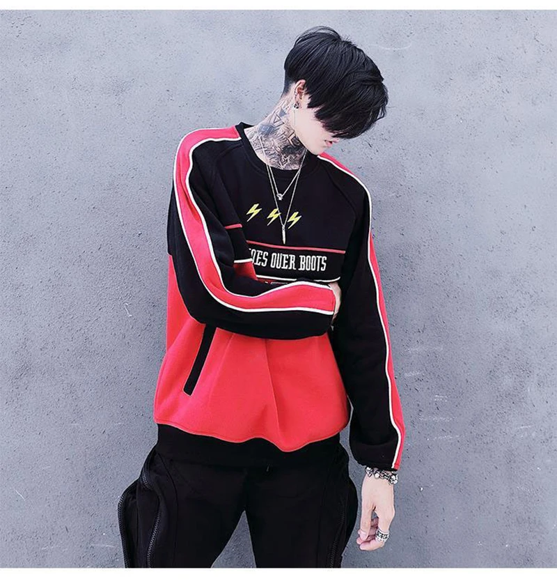 Patchwork Oversize Windbreaker Pullover Jackets Male Coats Vintage Varsity Jacket Men Fashions  (32)