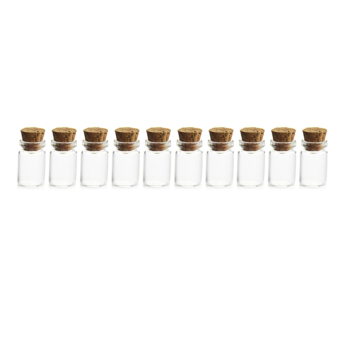 

2018 Hot 10Pcs/set 11*22MM 1ML Mini Glass Bottles jar Empty Sample with Cork Stoppers for DIY Craft Decoration - Transparent