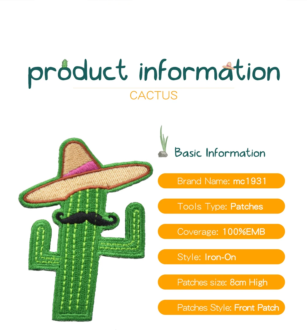 Cowboy and Cactus With Hat And Beard Embroidered Iron On Clothing Patch Free Shipping Wholesale (2)