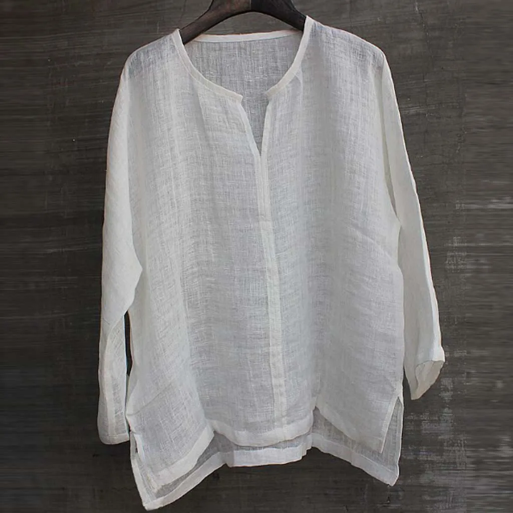 

Mens Brief Breathable Comfy Solid Color Long Sleeve Blouse Mens Loose Casual T shirt Blouse L5021
