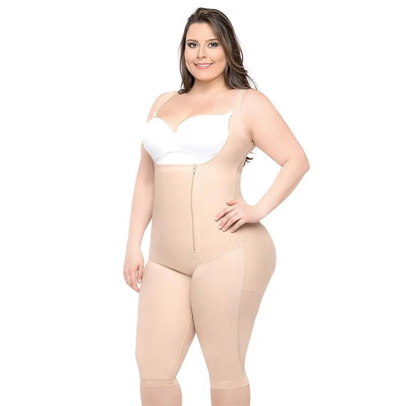 CR Plus Size 5XL Hot Latex Women's Body Shaper Post Liposuction Girdle Clip Zip Bodysuit Vest Waist Shaper Reductoras Shapewear