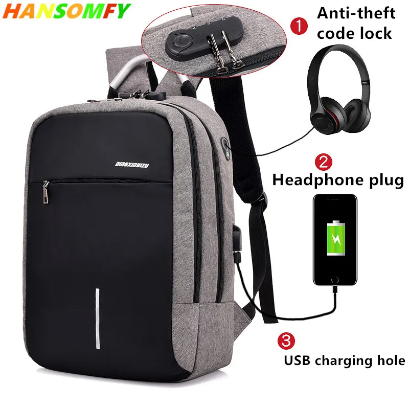 

Luxury Fashion 15" USB Charge Backapcks Anti-theft bags women men Headphone plug for girls boys Travel School Backpack Bags