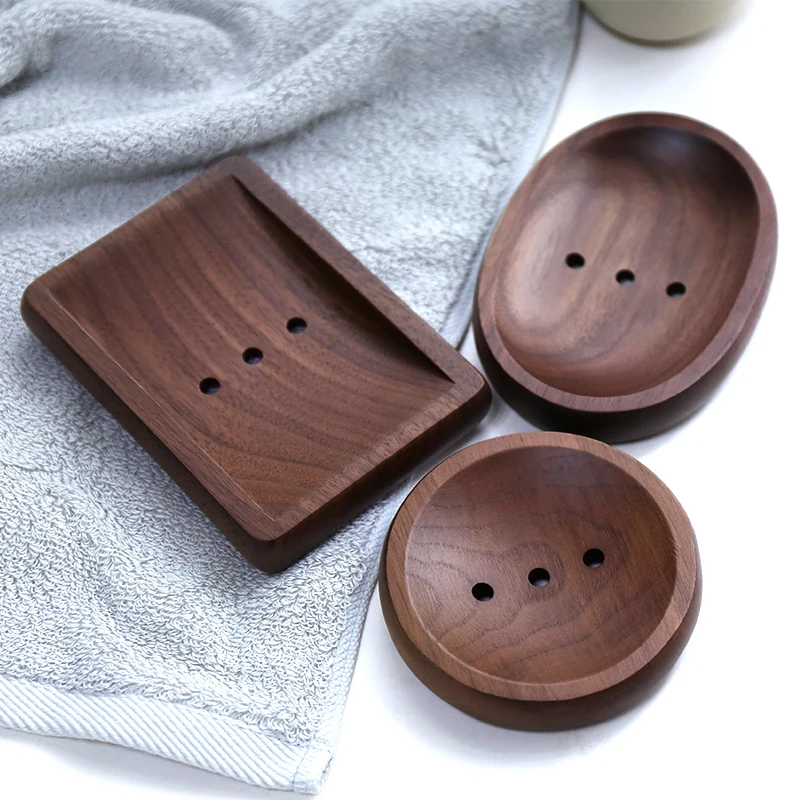 creative black walnut wood soap box bathroom manual drain rack lw1229258 | Обустройство дома