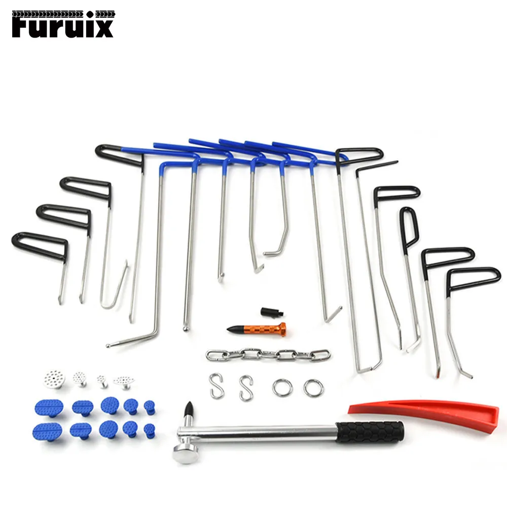 

PDR Hook Tools Push Rod Black Car Crowbar Pump Wedge Paintless Dent Repair Tools PDR Kits Ding Hail Puller Set