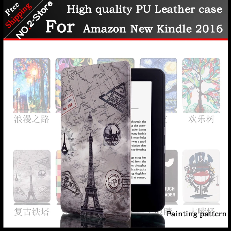 

Slim Magnetic Flip PU Case Cover for Amazon New kindle 2016 8th generation ebook, Painting Skin Case for Amazon New kindle 2016