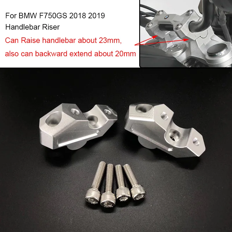 

F750GS F750 GS 2018 2019 22MM Handlebar Risers Clamp Height up also Backward Extend Adapters with Bolts for BMW 2018 2019 F750GS