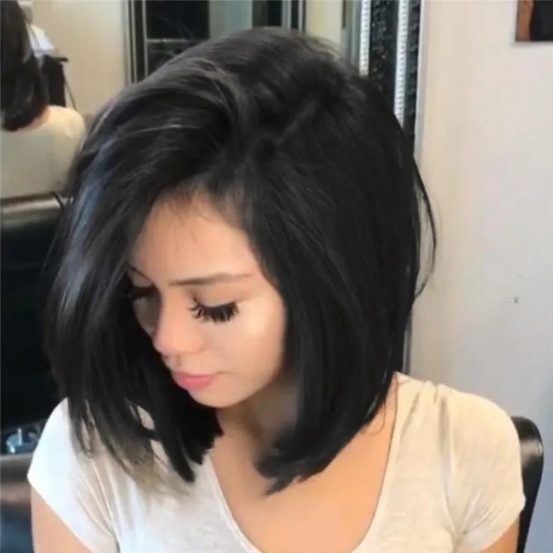 

New wig ladies fashion chemical fiber front lace short straight hair wig dropship Dec13