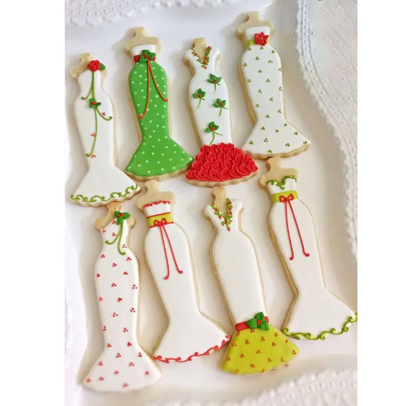 

Evening dress Stainless Steel Cookies Cutter Princess Gown Biscuit mould Cake sugar craft decorating tool bakeware bread mold