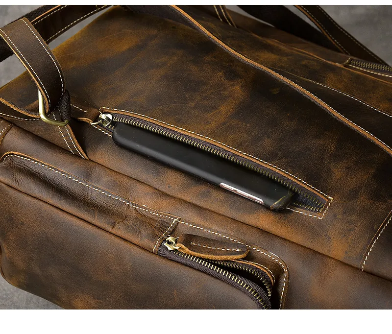 brown leather backpack