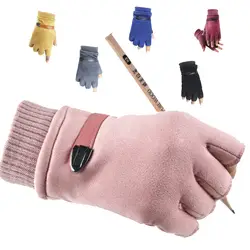 2019 осень зима перчатки до середины пальца мужские и женские модные перчатки без пальцев для вождения плюс бархатные теплые перчатки Luvas