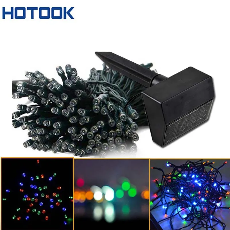 Led luz Solar exterior luces de navidad lámpara de cuerda 12 m 100 Led blanco azul verde amarillo RGB para guirnalda de jardín luces de navidad