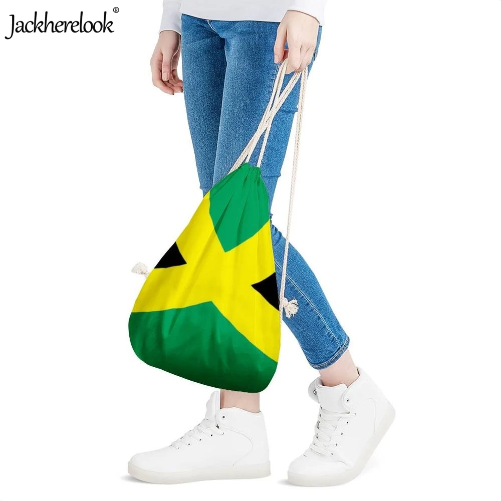 Jackhereook новые женские мужские флаг Ямайки сумки с принтом на шнуровке маленькие многофункциональные сумки для хранения студенческие рюкзаки