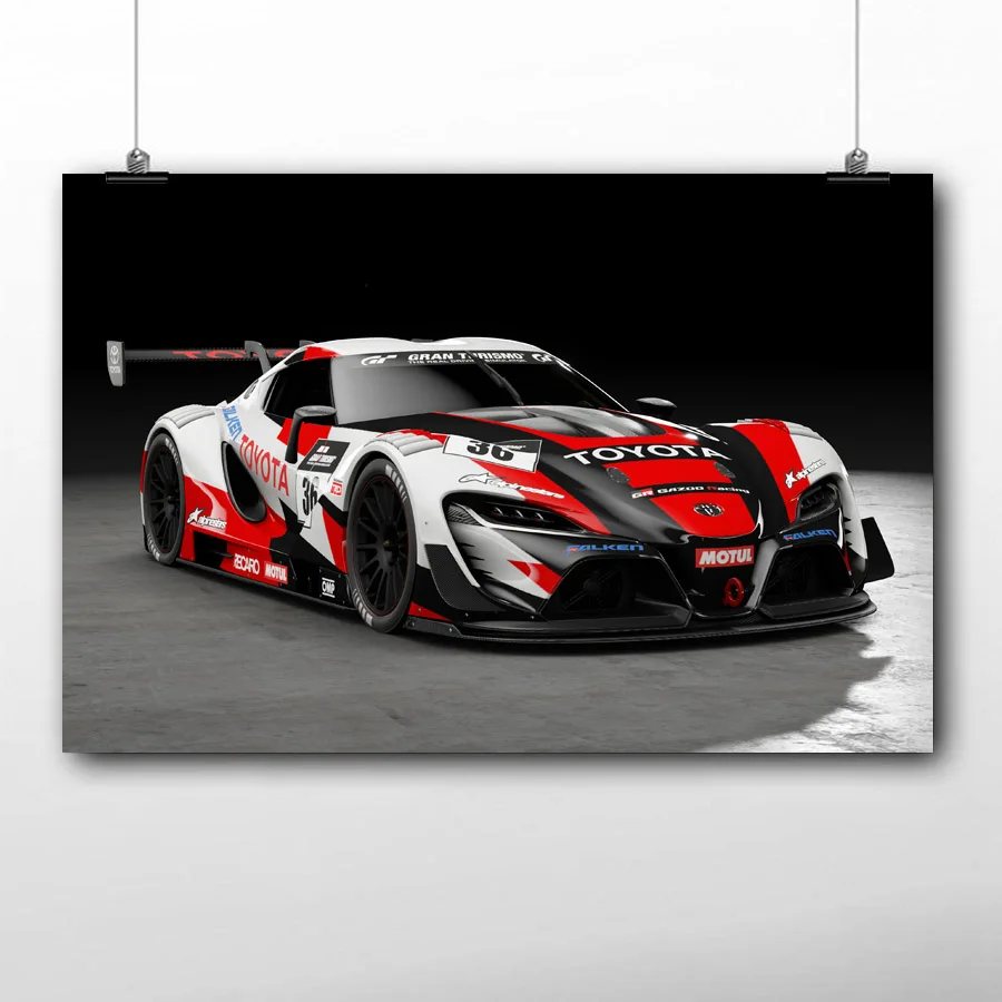 

HD Canvas Printed Super Sport Car Supra Race Racing Poster Wall Art For Living Room Decor DIY Framed Painting