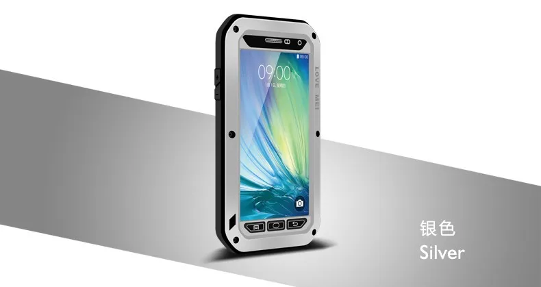 Водонепроницаемый алюминиевый металлический чехол Love Mei Life для SAMSUNG Galaxy S6 S7 Note 3 4 5 A3 A5 A7 A8000 A9 Alpha Cover - Цвет: Silver