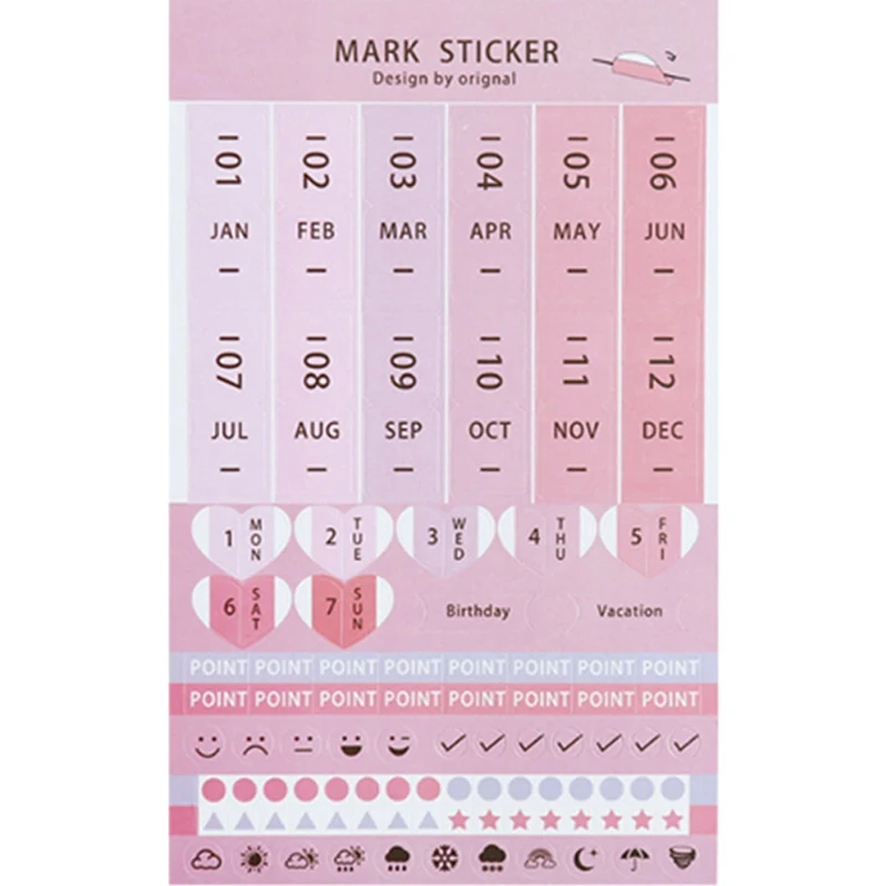 

2018 New Arrival 8 pcs/pack PVC + Paper Stationery Sticker Date Mark Index Sticker DIY Planner Diary Mark Month