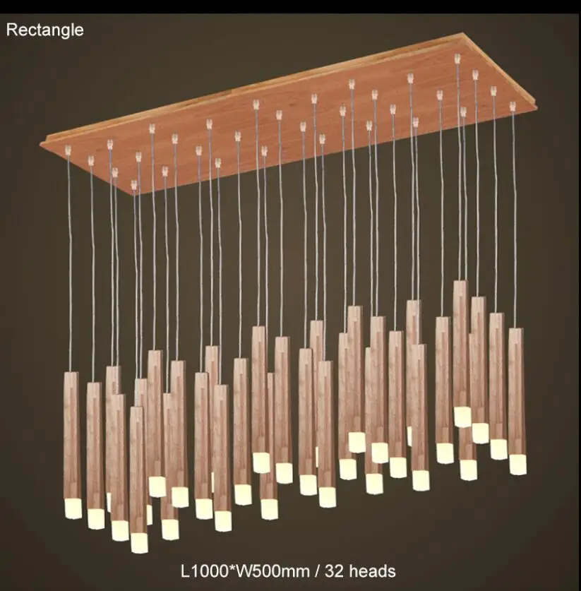 Винтажные подвесные светильники, деревянные подвесные светильники, современные люстры, светодиодные светильники для внутреннего освещения, домашние декоративные светильники - Цвет корпуса: 32 heads rectang pla