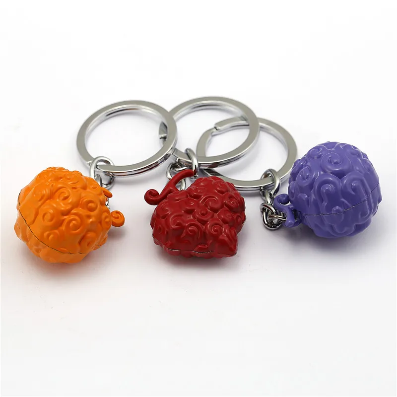 

HSIC Anime One Piece Keychain Colorful Fruit Metal Alloy Key Ring Holder Luffy Ace Law Devil Key Chains Car Chaveiro HC12262