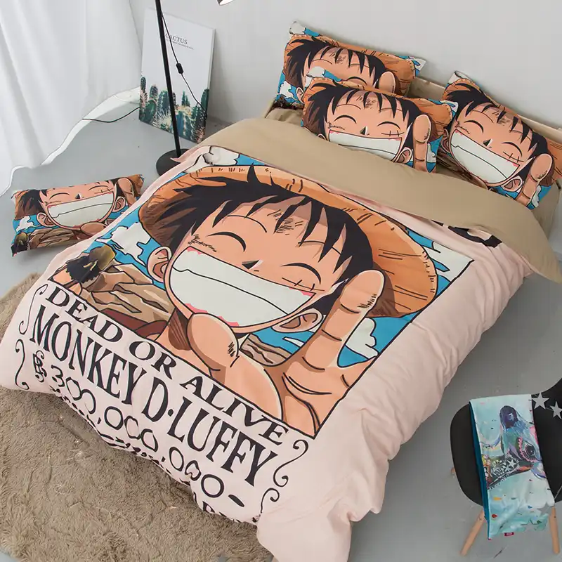 Japanese style cartoon one Piece Anime Bedding Set 3/4pcs Twin Queen King Size Duvet Cover soft