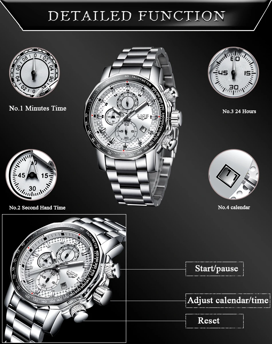 LIGE новые модные часы мужские роскошные бизнес Брендовые спортивные водонепроницаемые светящиеся часы кварцевые мужские часы Relogio Masculino