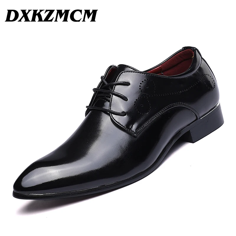 

DXKZMCM Mens Wedding Black Brogue PU Leather Buckle Party Casual Business Formal Dress Shoes