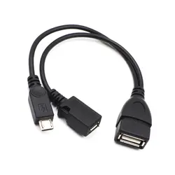 2 в 1 OTG Micro USB Женский к USB Мужской передачи данных передачи хост Мощность Y сплиттер адаптер к Micro 5 булавки кабель JLRJ88