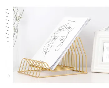 

1PC Nordic style Golden Iron Art Grid Storage Rack Book Holder Three Layer Desktop Magazine Shelf Home Organizer Holder JL 246