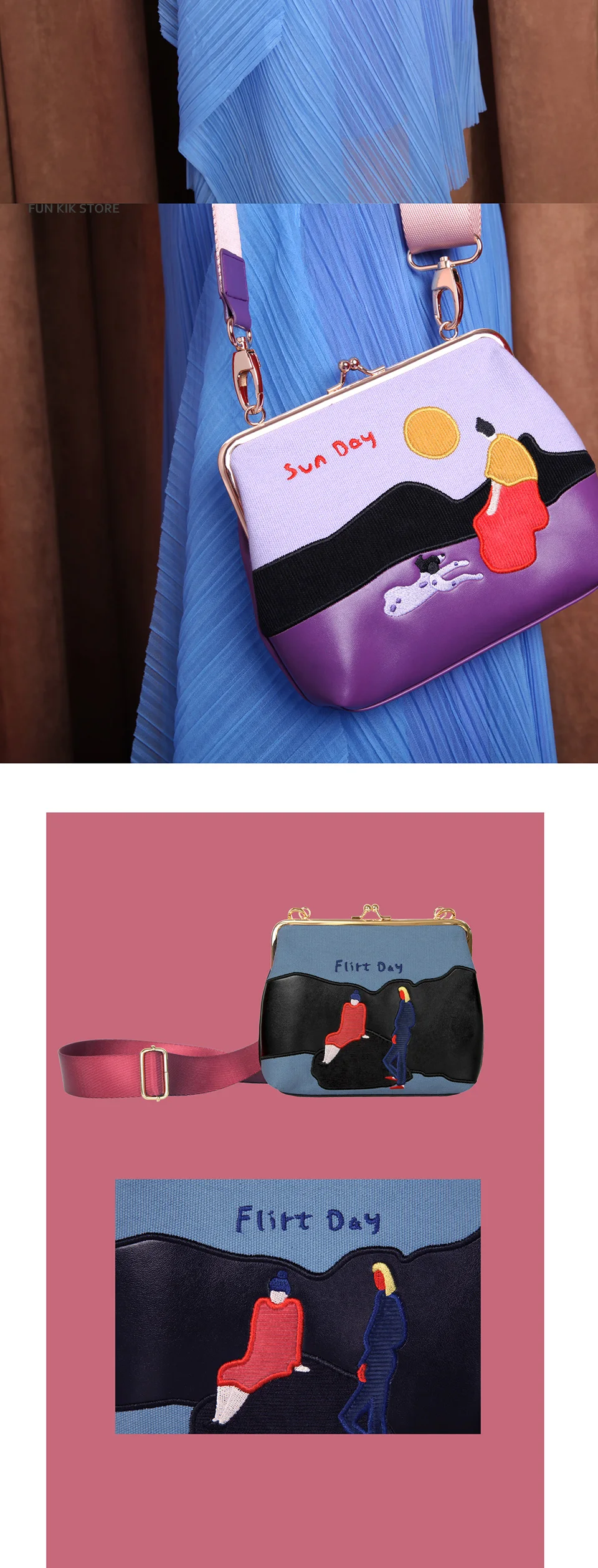 bordado retro mini mensageiro sacos para as