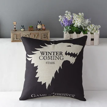 18" Square Game of Thrones Cotton Linen Cushion Cover Sofa Decorative Throw Pillow Home Chair Car Seat Pillow Case almofadas 1