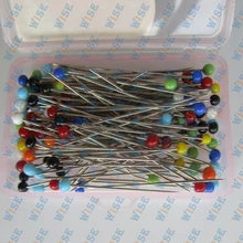 100 COLOR GLASS PEARLIZED HEAD STRAIGHT PINS~40.5mm # GPM-100
