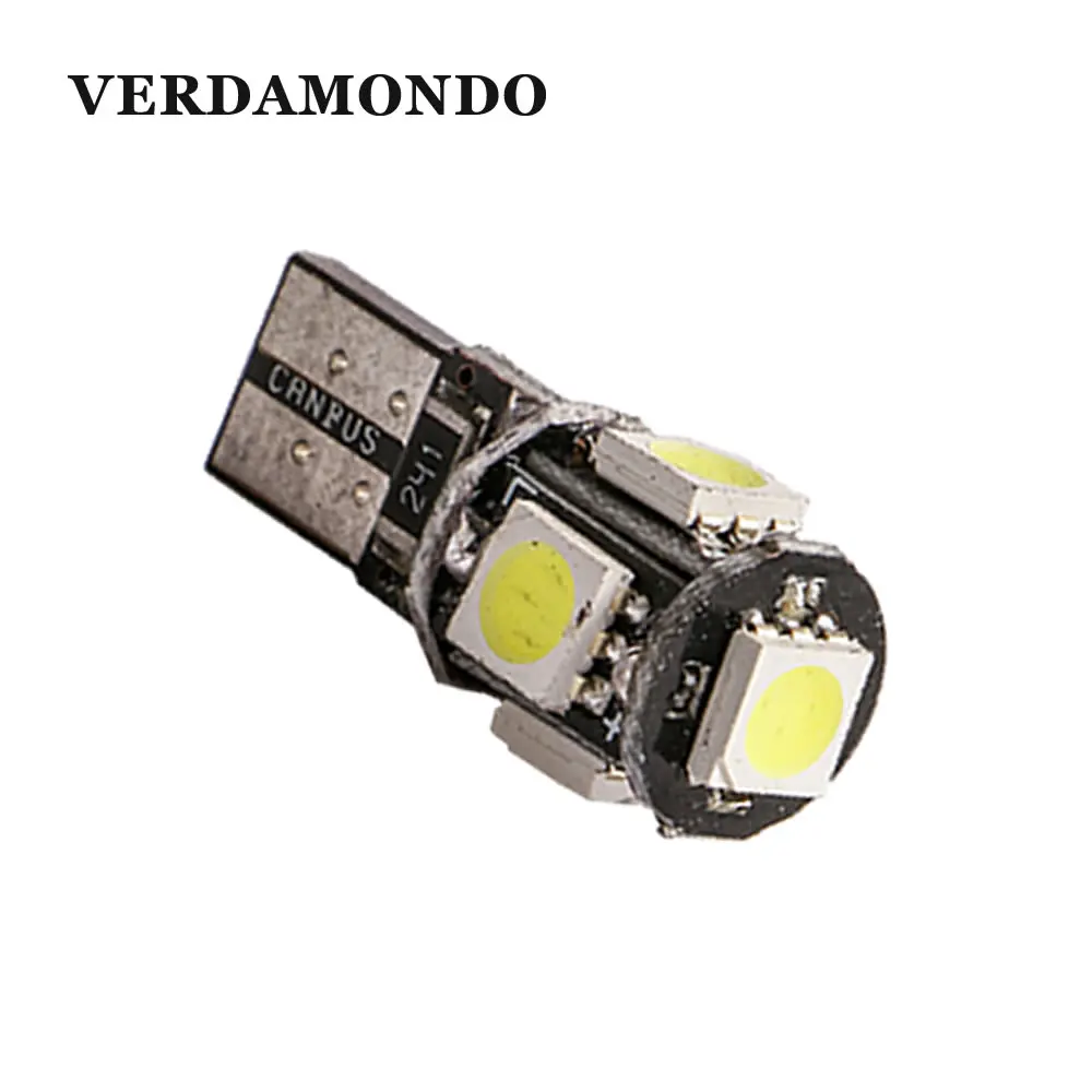 T10 W5W Canbus 5smd 5050 Светодиодная Автомобильная Лампа 194 168 лампочки ошибки DC 12V