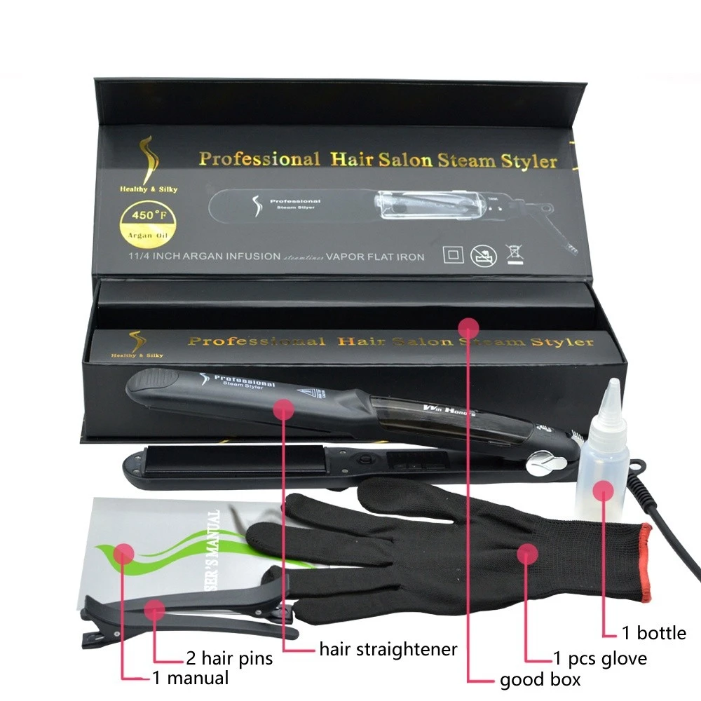 

Professional Steam hair Straighteners Fast Heat Hair Curler Iron Ceramic Vapor Flat Iron Straightening Iron For Dry & Wet Hair
