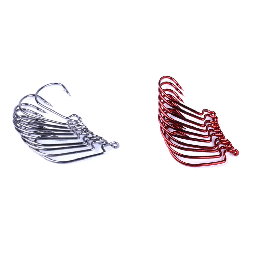 

51PCS Carbon Steel Sharpened Fishing Hooks Worm Senko Bait Jig Offset Hooks Barbed Hook Plastic Box Set Fishing Hooks