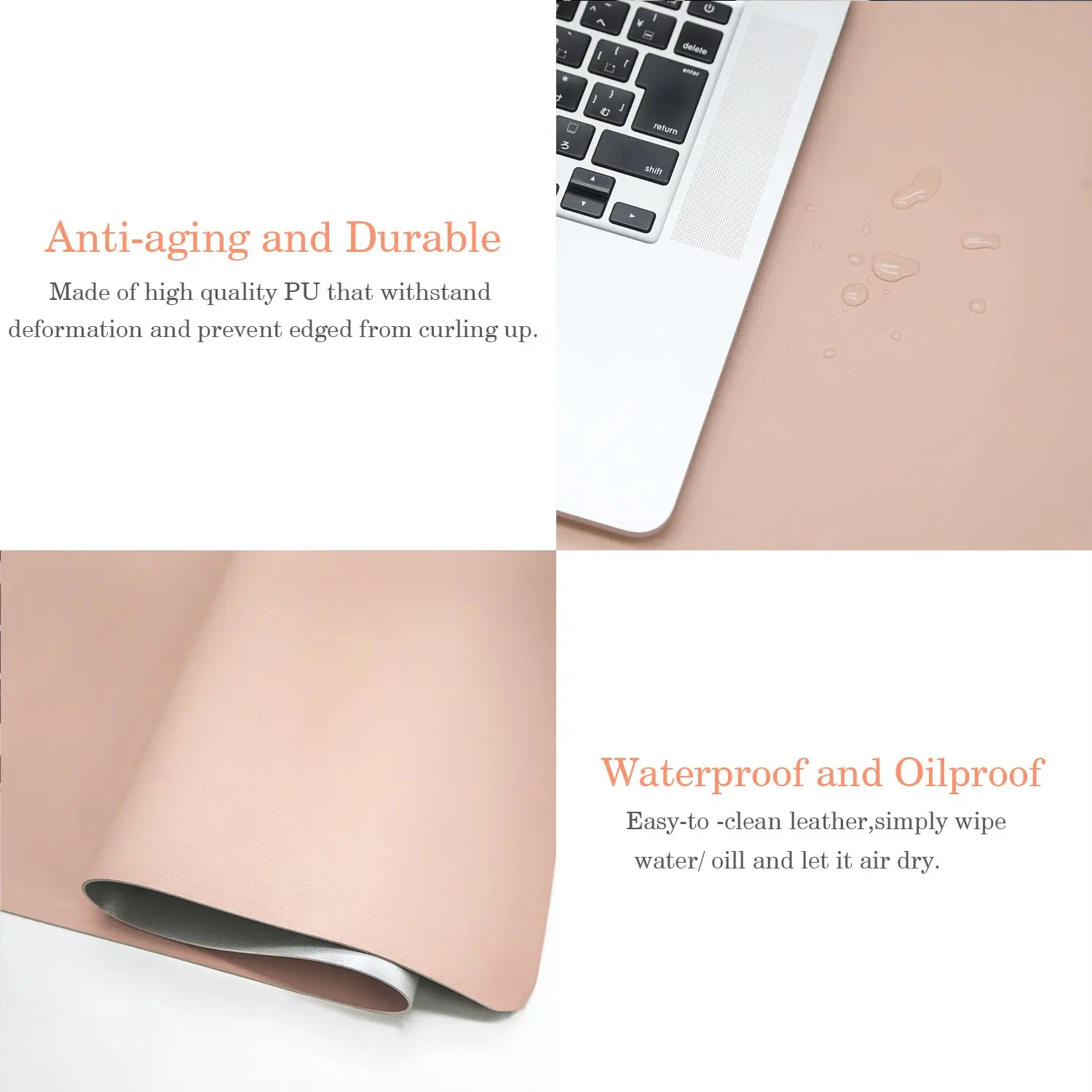 Multifunctional Office Desk Pad, 40*80cm Ultra Thin Waterproof PU Leather Mouse Pad, Dual Use Desk Writing Mat for Office/Home