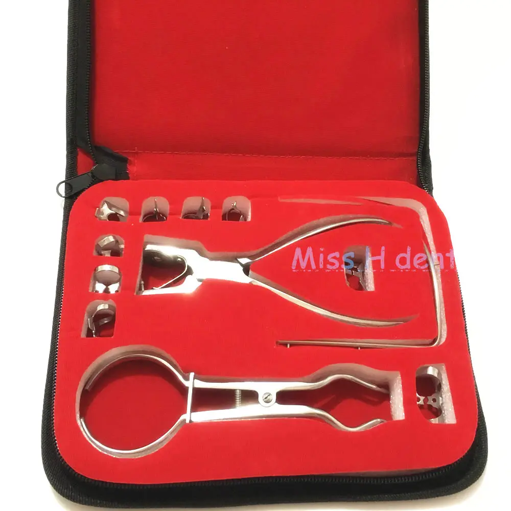 12pcs/set Stainless Steel Dental Rubber Dam Kit Dental Surgical