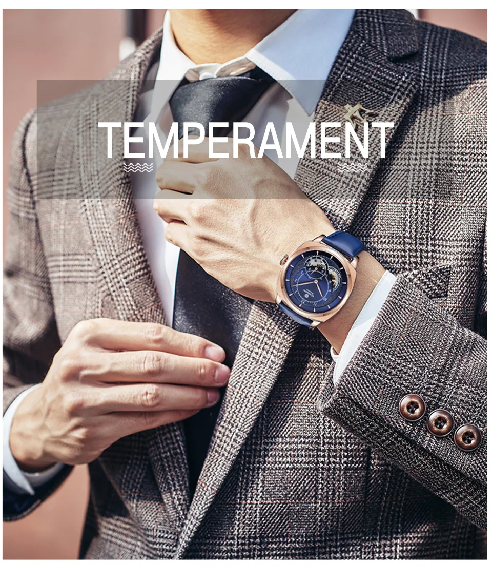 STARKING автоматические механические часы Мужские модельные модные высококачественные наручные часы из нержавеющей стали мужские роскошные розовые золотые синие часы