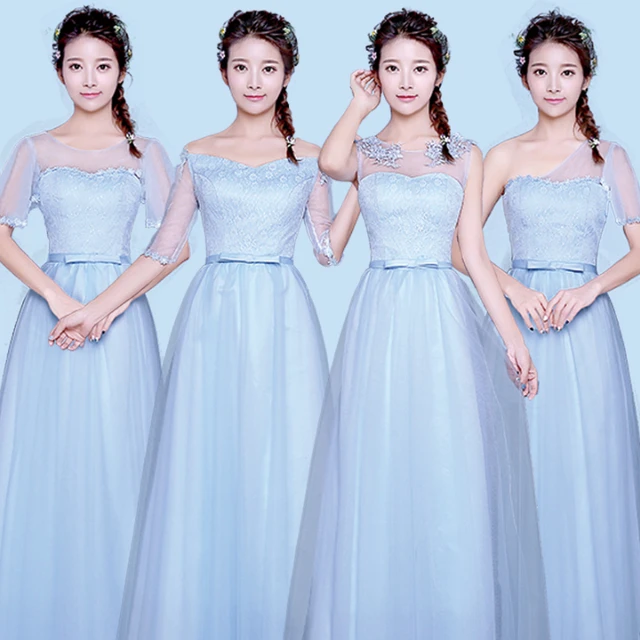  modern  country style formal  blue bridesmaid dress  patterns  